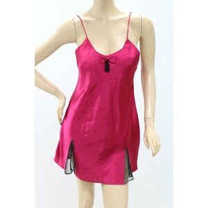 Vintage Victoria's Secret Satin Nightie Magenta Pink short chemise Nightgown M